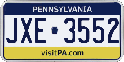 PA license plate JXE3552