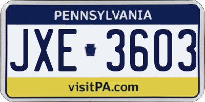 PA license plate JXE3603