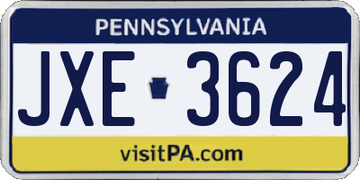 PA license plate JXE3624