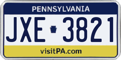 PA license plate JXE3821