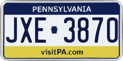 PA license plate JXE3870