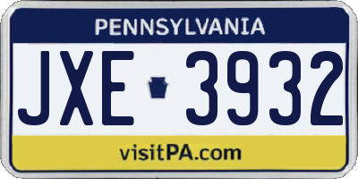 PA license plate JXE3932