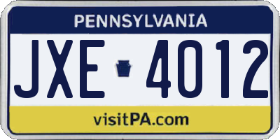 PA license plate JXE4012