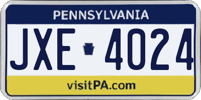 PA license plate JXE4024
