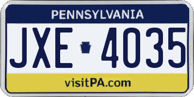 PA license plate JXE4035