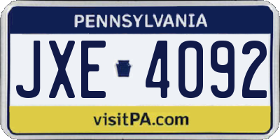 PA license plate JXE4092
