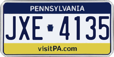 PA license plate JXE4135