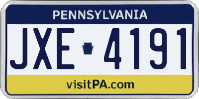 PA license plate JXE4191