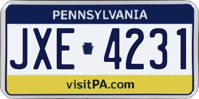 PA license plate JXE4231