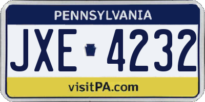 PA license plate JXE4232