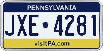 PA license plate JXE4281