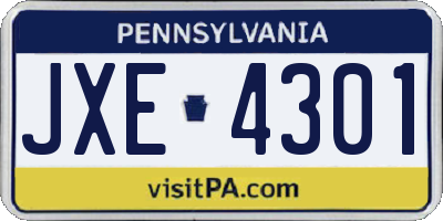 PA license plate JXE4301