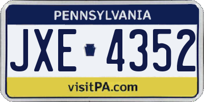 PA license plate JXE4352