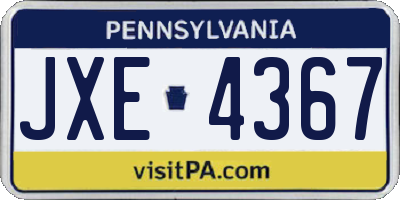 PA license plate JXE4367