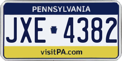 PA license plate JXE4382