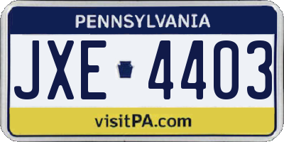 PA license plate JXE4403