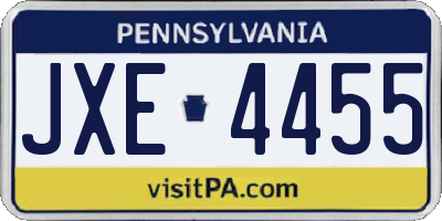 PA license plate JXE4455