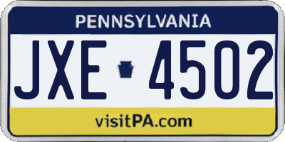 PA license plate JXE4502