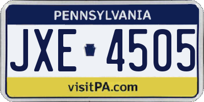 PA license plate JXE4505