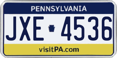 PA license plate JXE4536