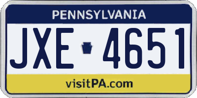 PA license plate JXE4651