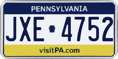 PA license plate JXE4752