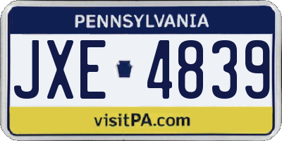 PA license plate JXE4839