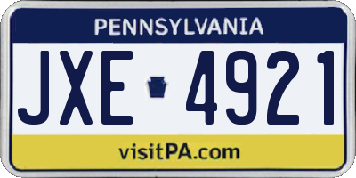 PA license plate JXE4921