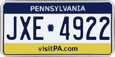 PA license plate JXE4922