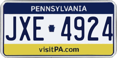 PA license plate JXE4924