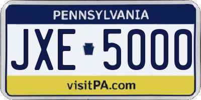 PA license plate JXE5000
