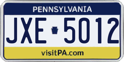 PA license plate JXE5012
