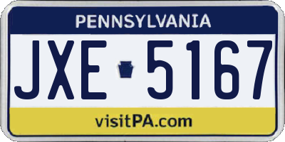 PA license plate JXE5167