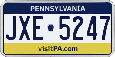 PA license plate JXE5247