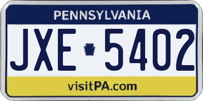 PA license plate JXE5402