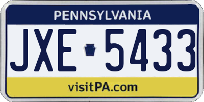 PA license plate JXE5433