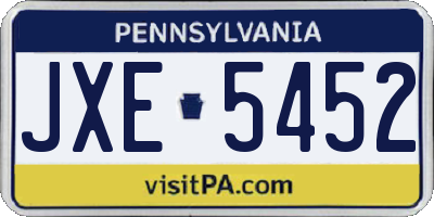 PA license plate JXE5452