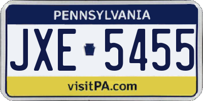 PA license plate JXE5455
