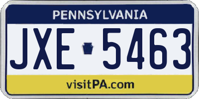 PA license plate JXE5463