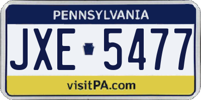 PA license plate JXE5477