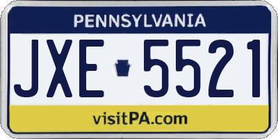 PA license plate JXE5521