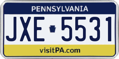 PA license plate JXE5531