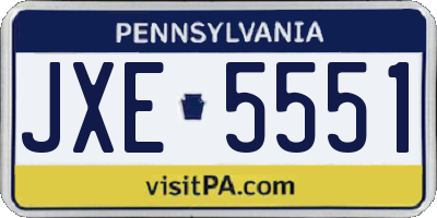 PA license plate JXE5551