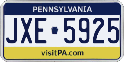 PA license plate JXE5925