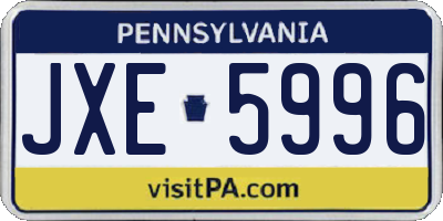 PA license plate JXE5996