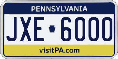 PA license plate JXE6000