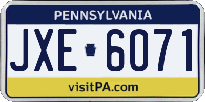 PA license plate JXE6071
