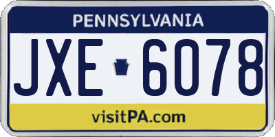 PA license plate JXE6078