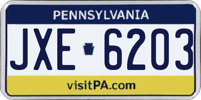 PA license plate JXE6203