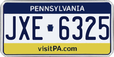 PA license plate JXE6325